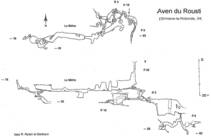 Topo de l'aven du Rousti (extrait de l'ouvrage de R. Parein)