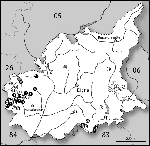 Carte des Alpes-de-Haute-Provence