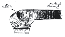 Croquis du Carrefour (réseaux 1 et 4) de la grotte de Saint-Marcel